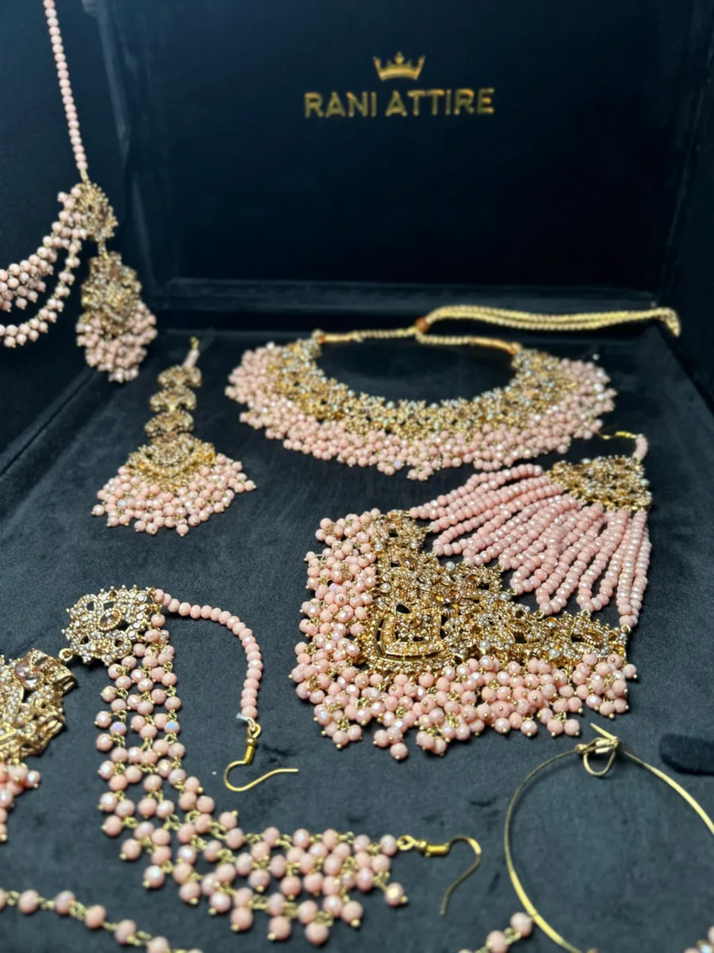 Peach Pink & Gold Bridal Set - Jewelsbyrani