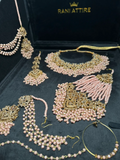 Peach Pink & Gold Bridal Set - Jewelsbyrani