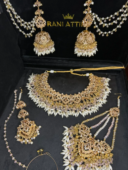 Baby Pink & Gold Bridal Set - Jewelsbyrani