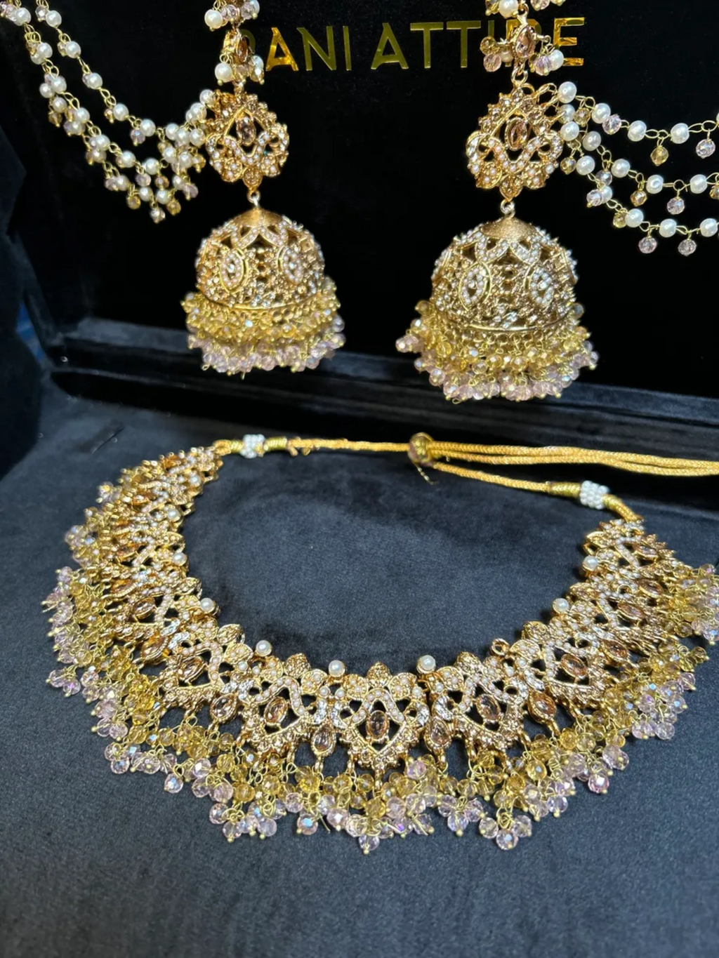 Baby Pink & Gold Bridal Set (no tikka) - Jewelsbyrani