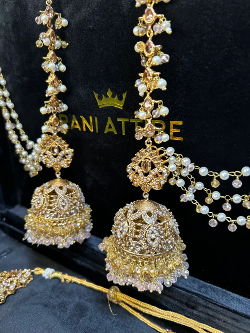 Baby Pink & Gold Bridal Set (no tikka) - Jewelsbyrani