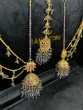 Purple & Gold Jhumkes & Tikka - Jewelsbyrani