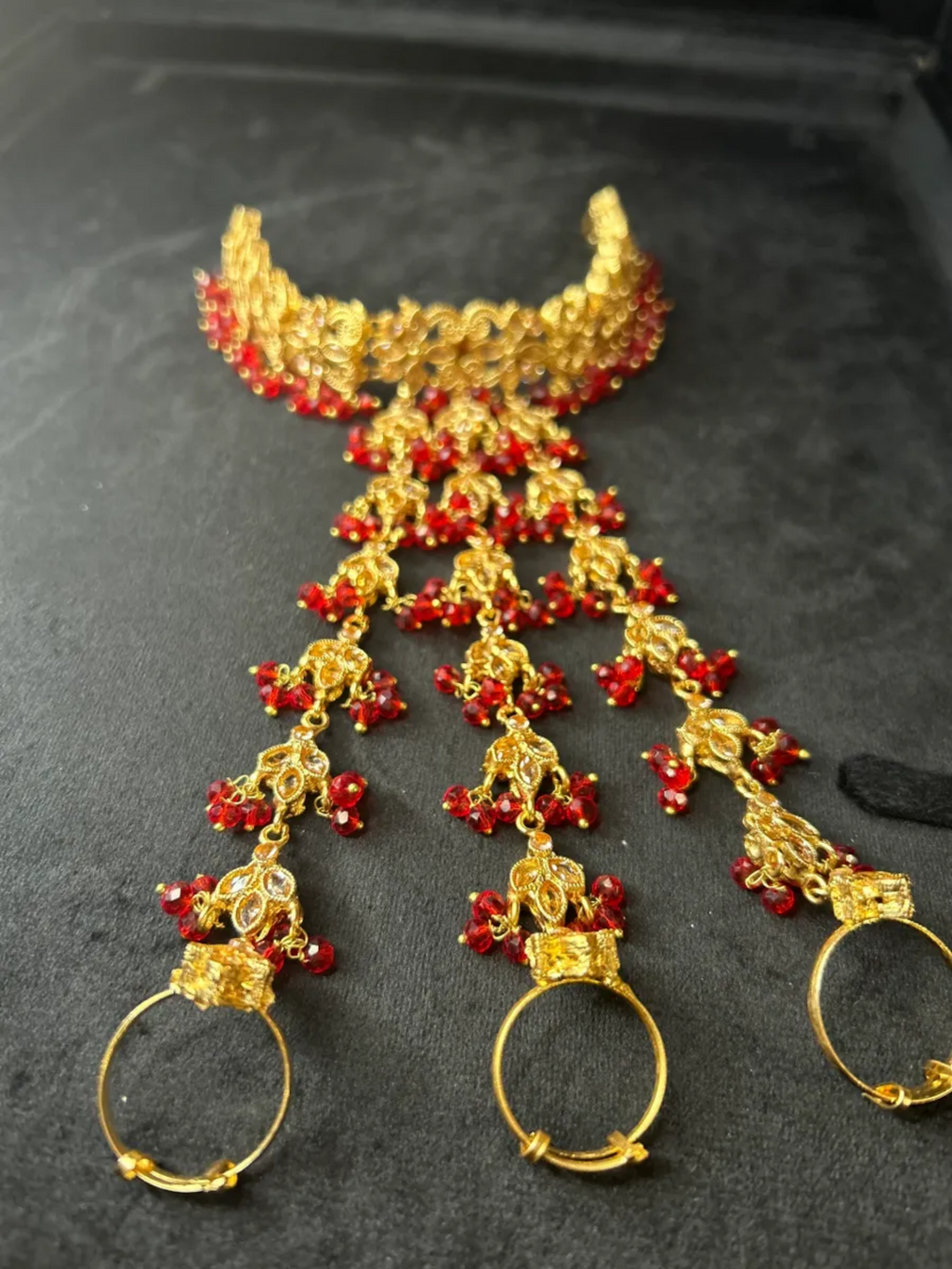 Red Bridal Hand Piece | Angla - Jewelsbyrani