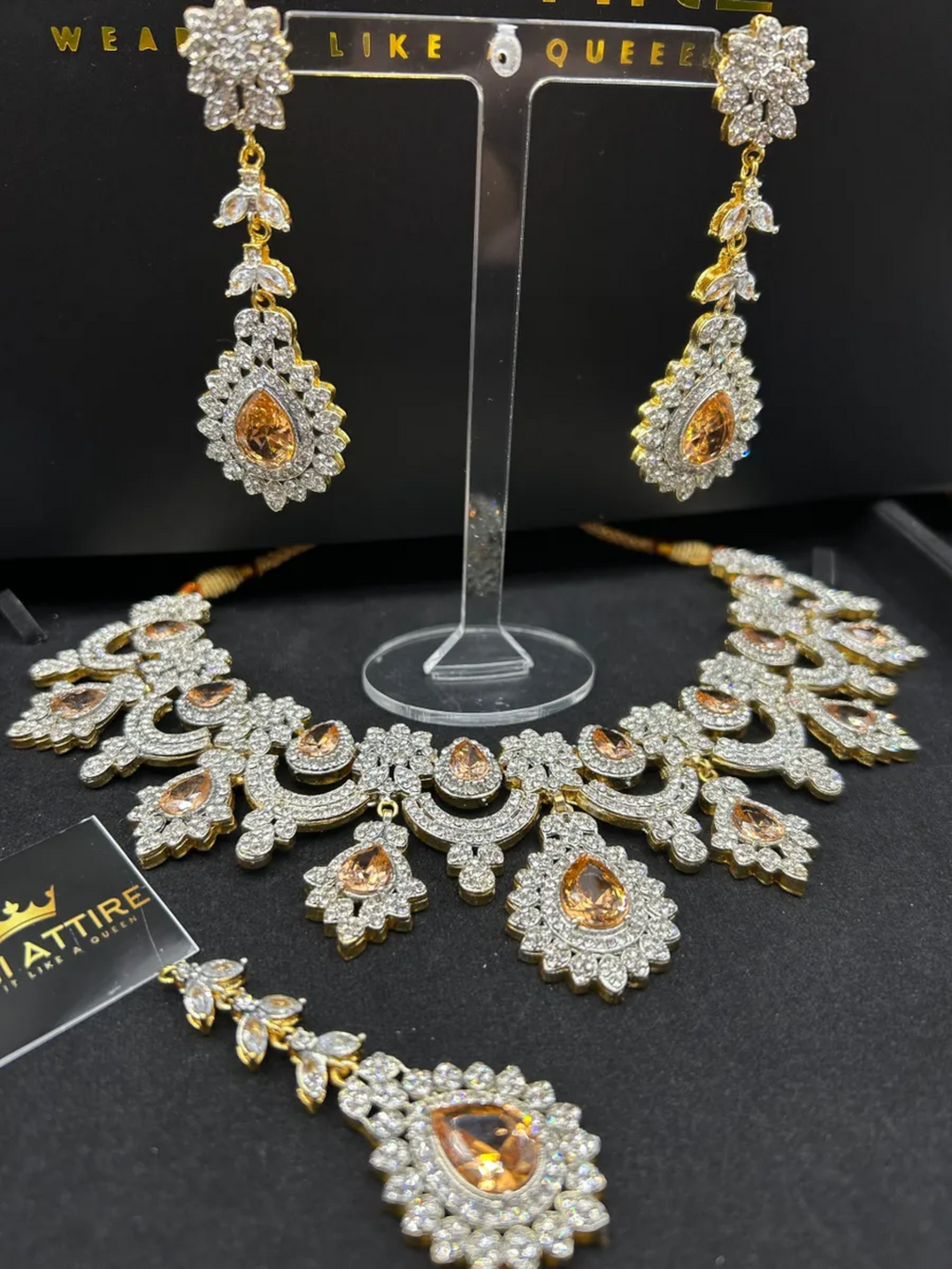 Gold and Silver Elegant Diamond Statement Set - Jewelsbyrani