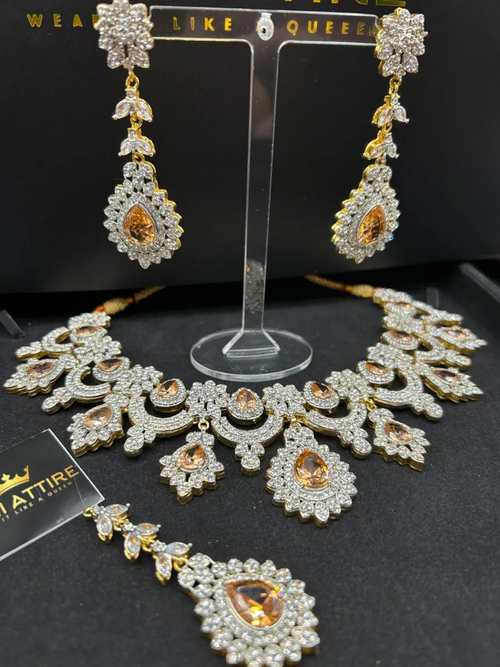 Gold and Silver Elegant Diamond Statement Set - Jewelsbyrani