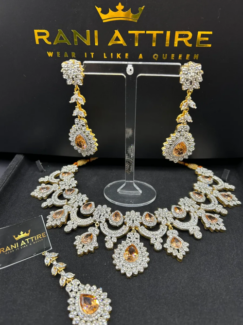 Gold and Silver Elegant Diamond Statement Set - Jewelsbyrani
