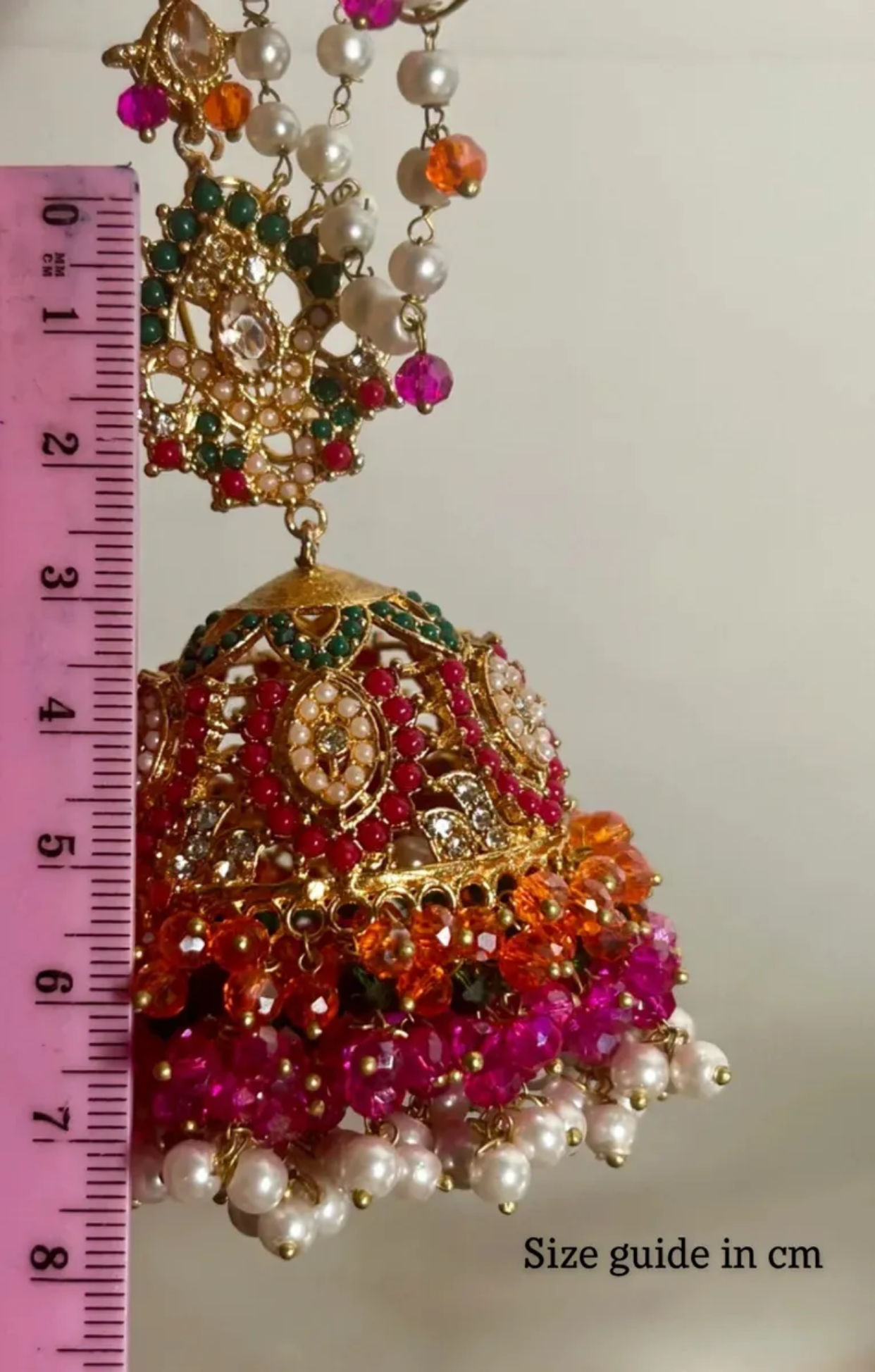 Lime Jhumkes & Tikka Set with Beaded Saharas