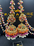 Hot Pink, Green & Orange Jhumkes - Jewelsbyrani