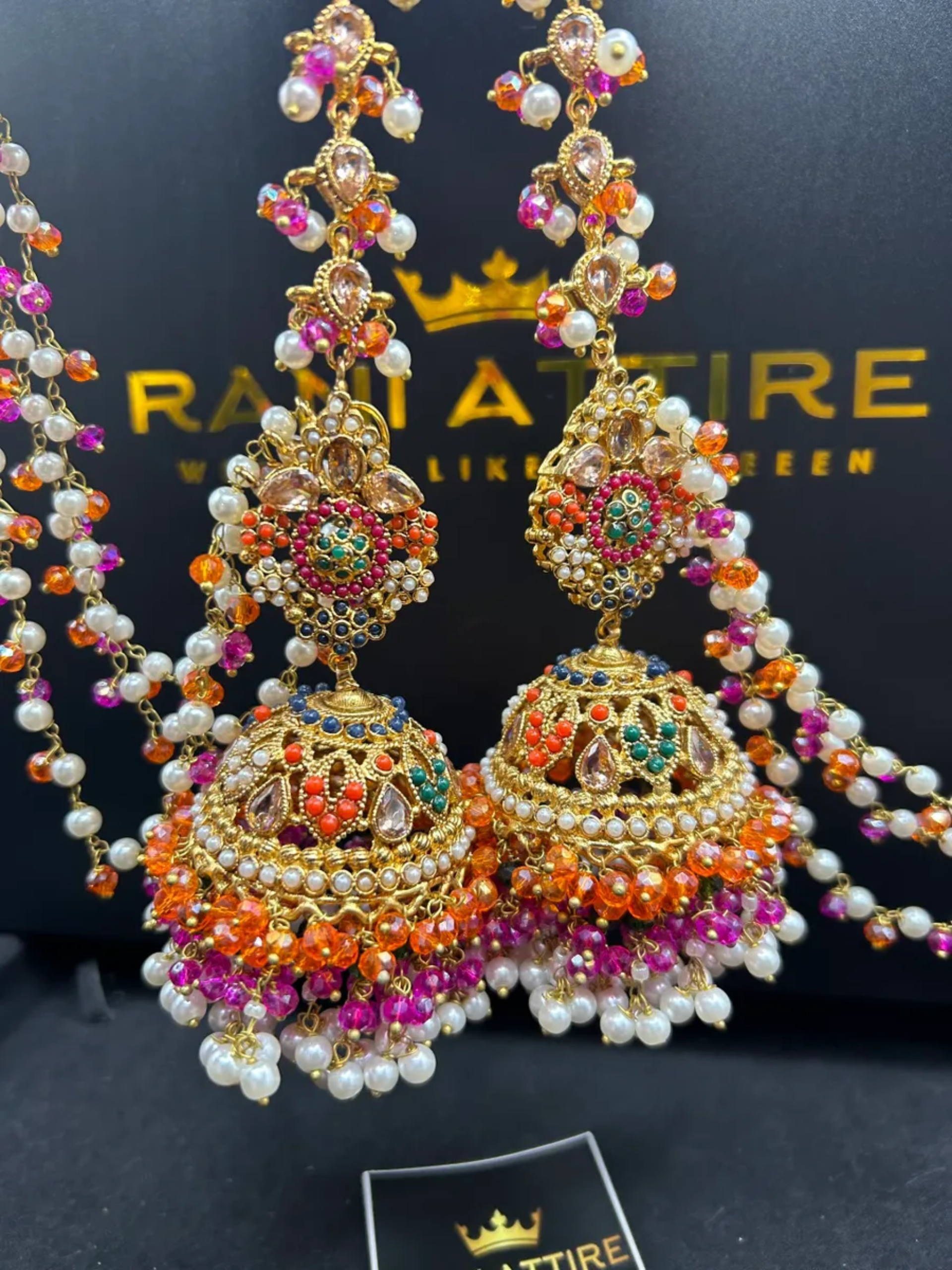 Hot Pink, Green & Orange Jhumkes