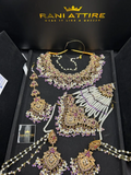 Lilac Multi coloured necklace set, with heavily beaded earrings & tikka - Jewelsbyrani
