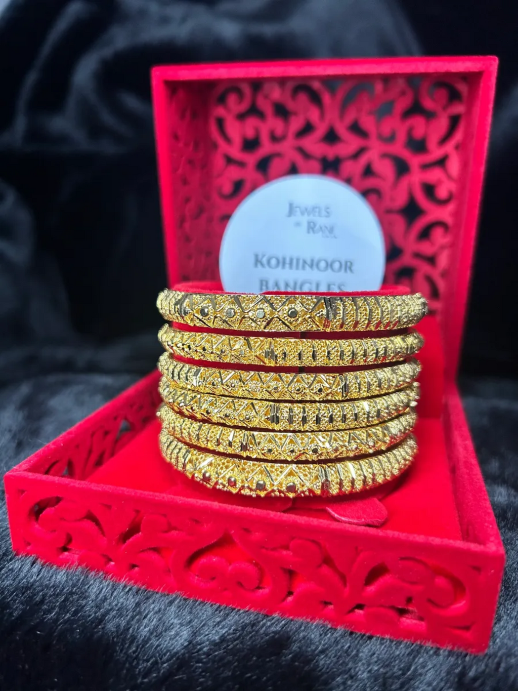 Gold Finish - Kohinoor Bangles - Gold Plated - 6 Bangles