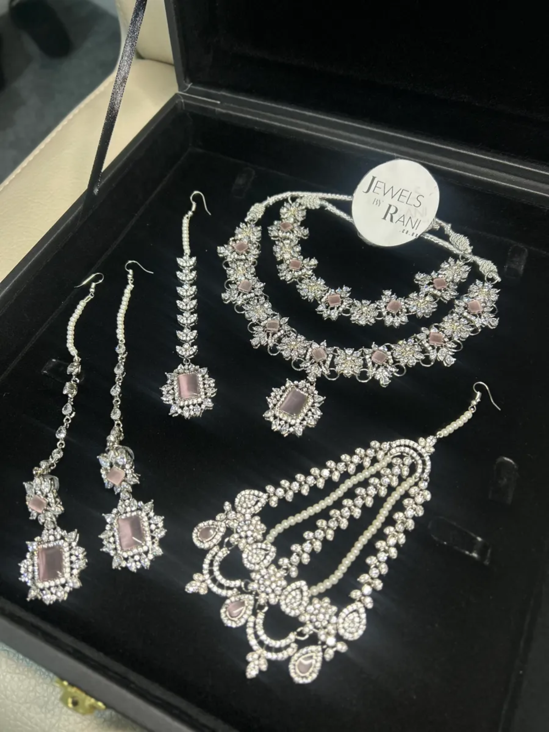 Beautiful Pink Stoned Bridal Jewellery Set