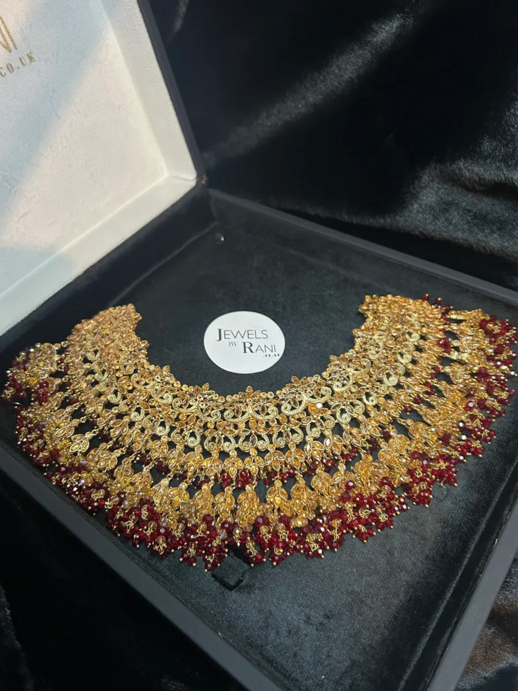 Large Bridal Deep Red Necklace ONLY - Jewelsbyrani