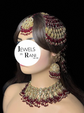 Beautiful Maroon 24 crt Gold Plated Bridal Jewellery Set - Jewelsbyrani