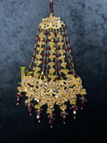 Maroon & Gold heavily beaded Jhumar. - Jewelsbyrani