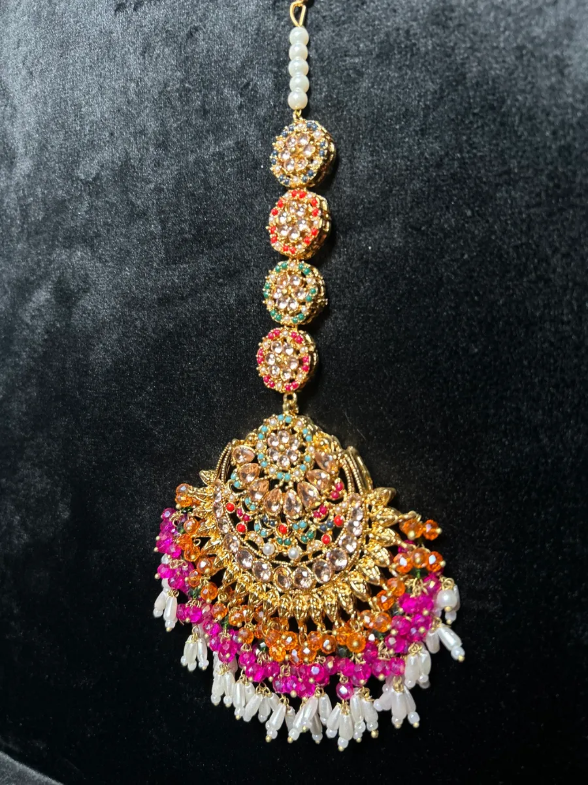 Multi heavily Oversized beaded tikka. - Jewelsbyrani