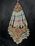 Baby Pink & Baby Blue Multi Coloured heavily beaded jhumar - Jewelsbyrani