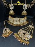 Beautiful Gold choker + Jhumar & Tikka Set - Jewelsbyrani