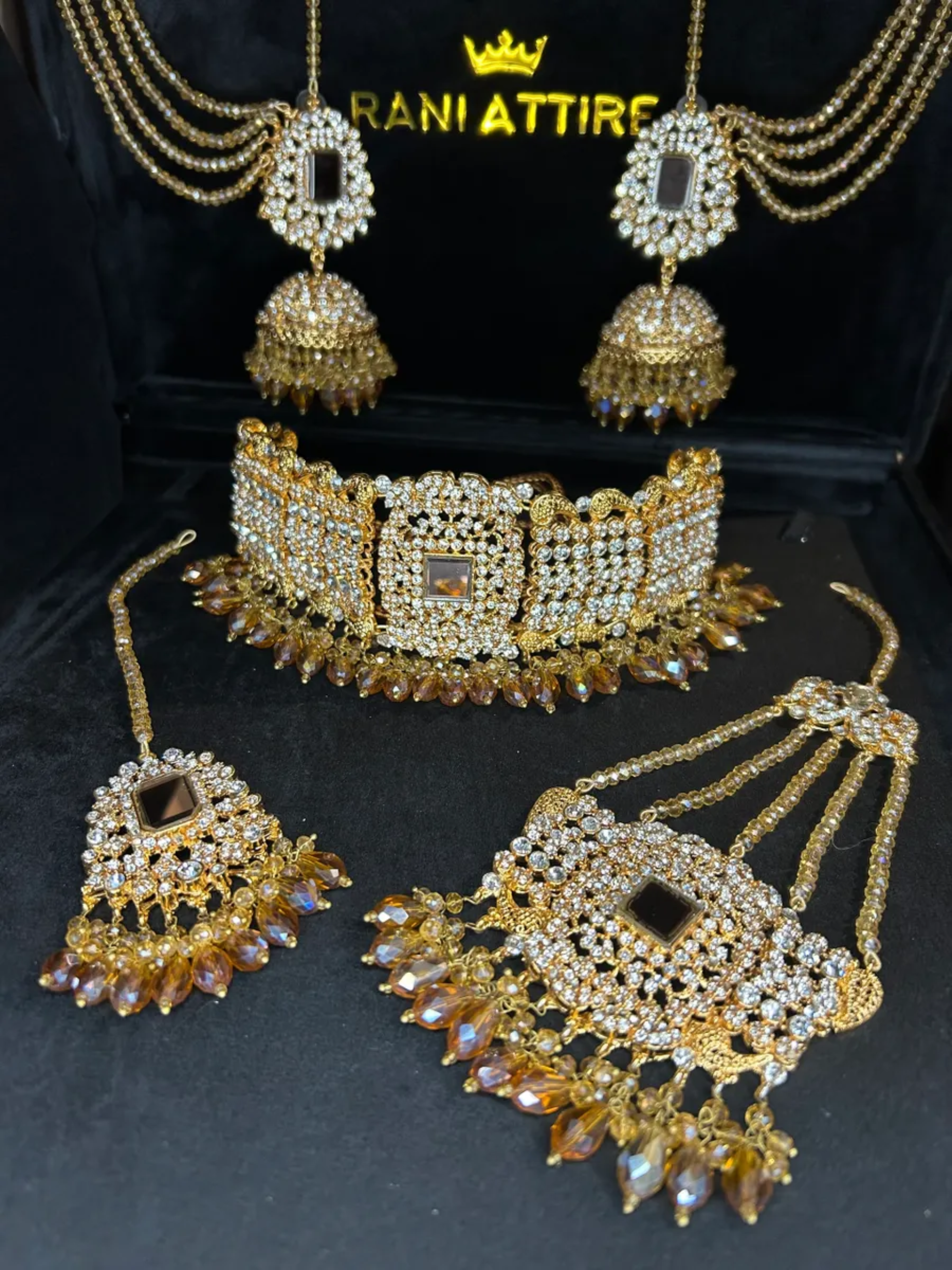 Beautiful Gold choker + Jhumar & Tikka Set