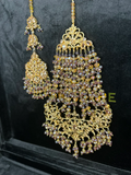 Beautiful Gold & Purple Jhumar & Tikka Set - Jewelsbyrani
