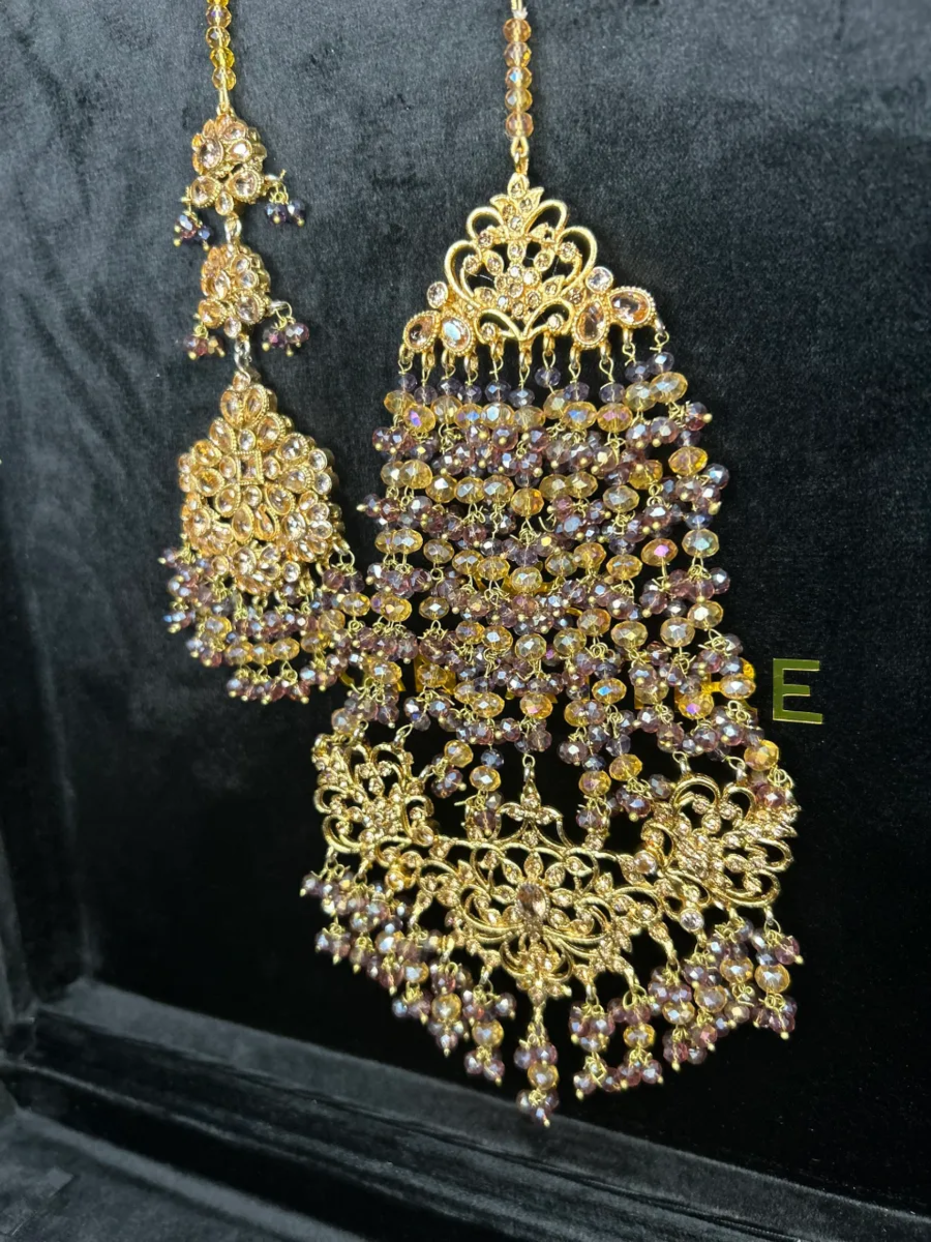 Beautiful Gold & Purple Jhumar & Tikka Set