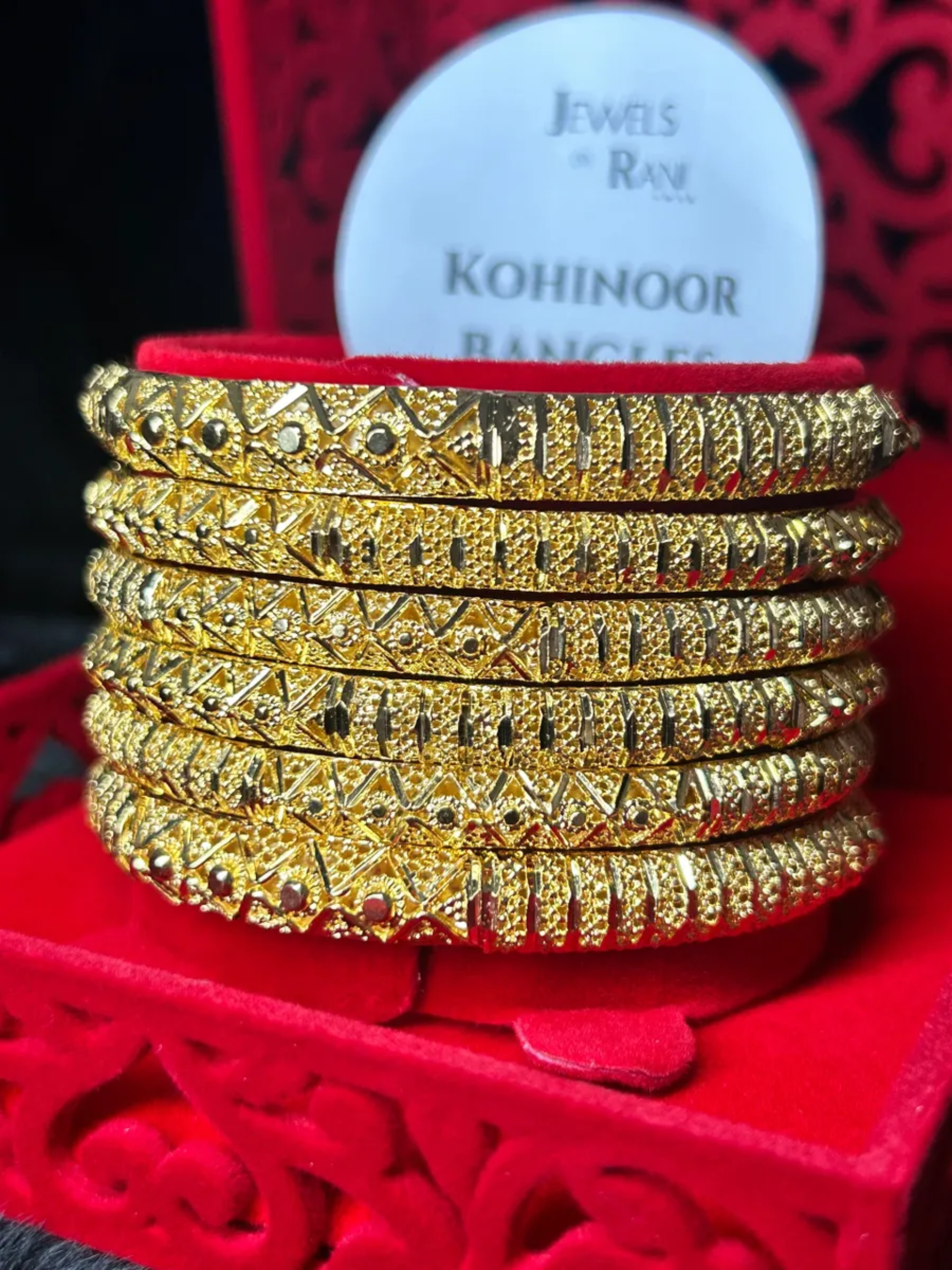 Gold Finish - Kohinoor Bangles - Gold Plated - 6 Bangles
