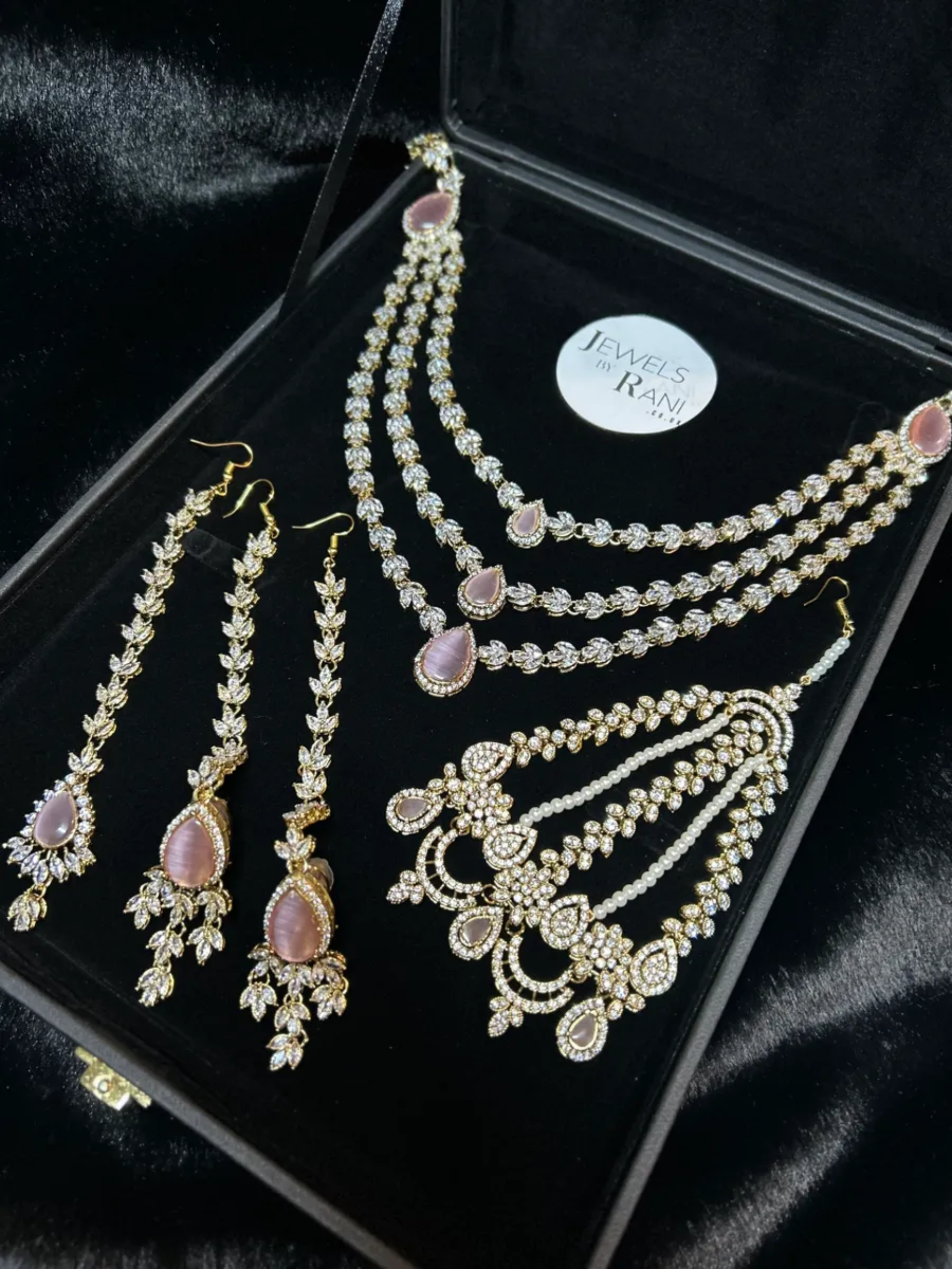 24 crt Gold Plated- Stunning Pink Stoned Bridal Jewellery Set