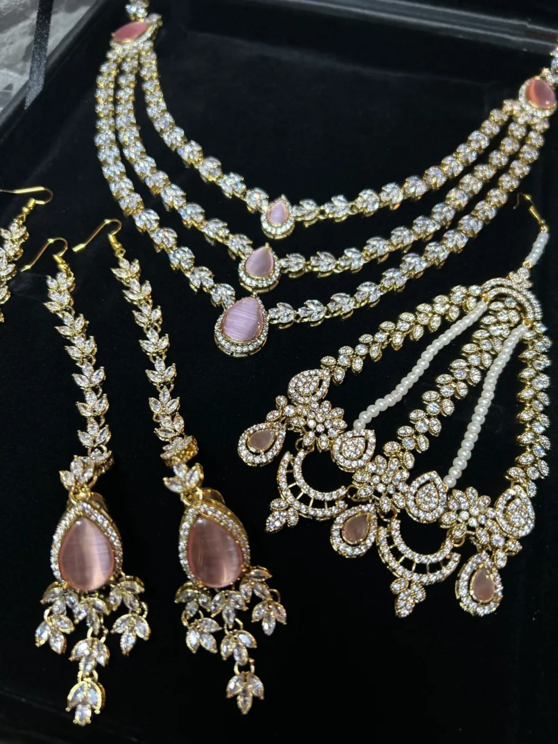24 crt Gold Plated- Stunning Pink Stoned Bridal Jewellery Set