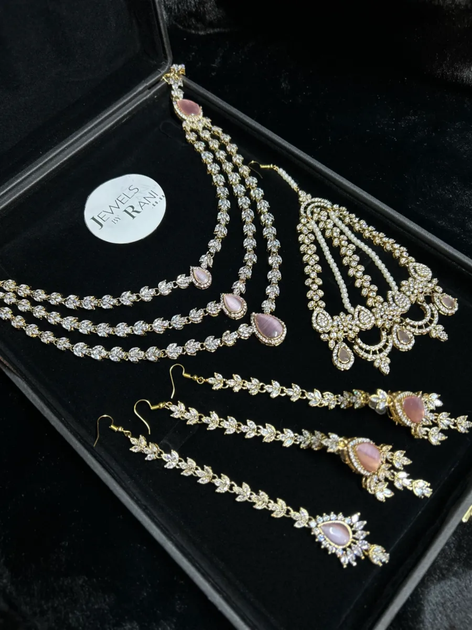 24 crt Gold Plated- Stunning Pink Stoned Bridal Jewellery Set