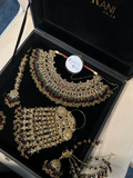 Pakistani Beautiful Maroon & Green Full Bridal Jewellery Set/ Style 75 - Jewelsbyrani