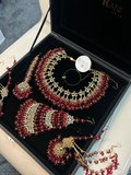 Pakistani Bridal Elegant Deep Red Full Bridal Jewellery Set/ Style 30 - Jewelsbyrani