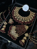 24 crt Gold Plated - Beautiful Maroon Pakistani Bridal Jewellery Set - Jewelsbyrani