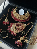 PRE ORDER: 6 Week Making time- Trending Maroon 24 crt Gold Plated Bridal Jewellery Set - Jewelsbyrani