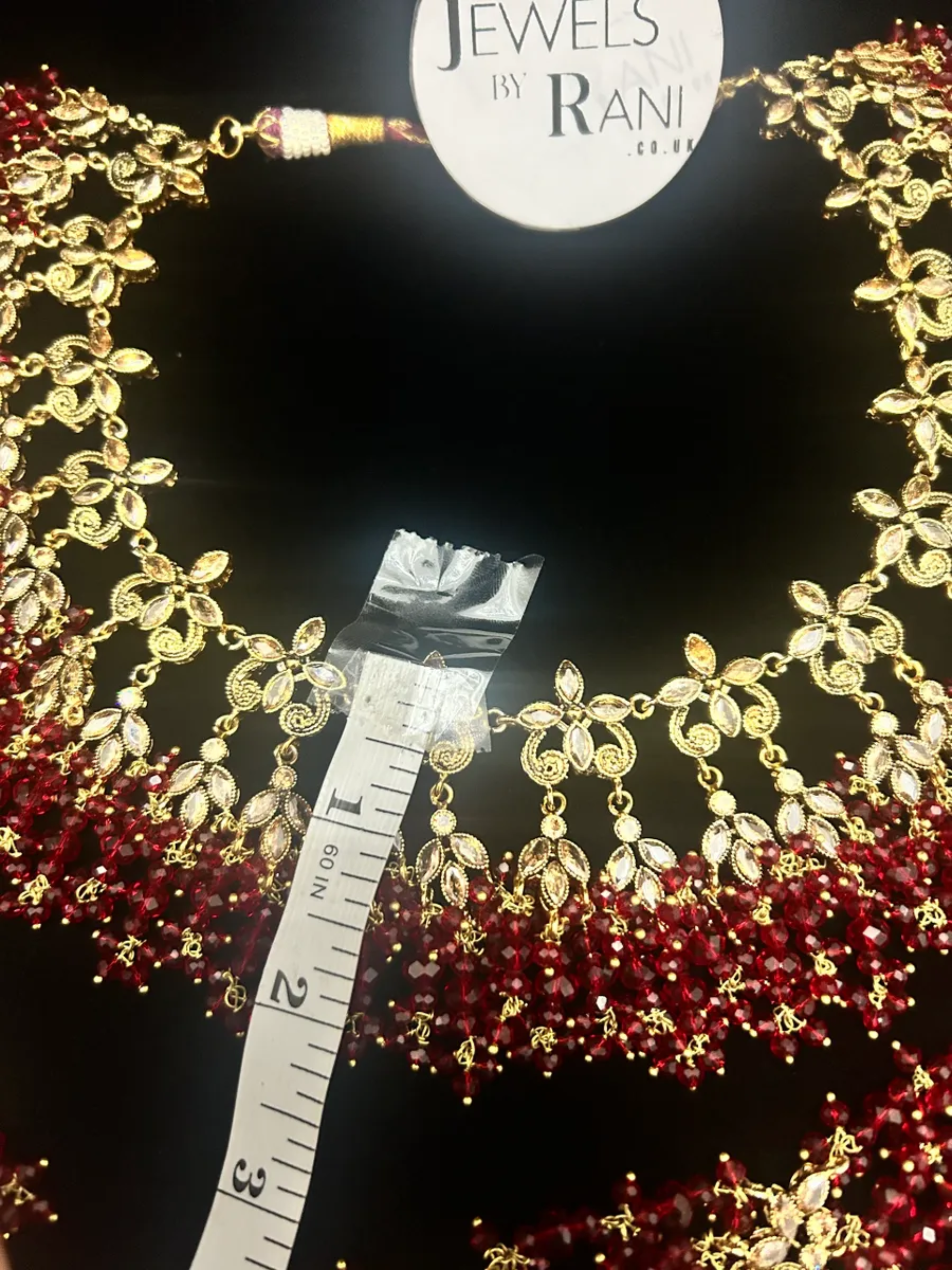 Pakistani Bridal Elegant Deep Red Full Bridal Jewellery Set/ Style 30 - Jewelsbyrani