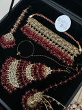 Pakistani Gorgeous Choker Deep Red Full Bridal Jewellery Set/ Style 60 - Jewelsbyrani