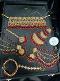 PRE ORDER: 6 Week Making time- Trending Deep Red 24 crt Gold Plated Bridal Jewellery Set | Choker - Jewelsbyrani