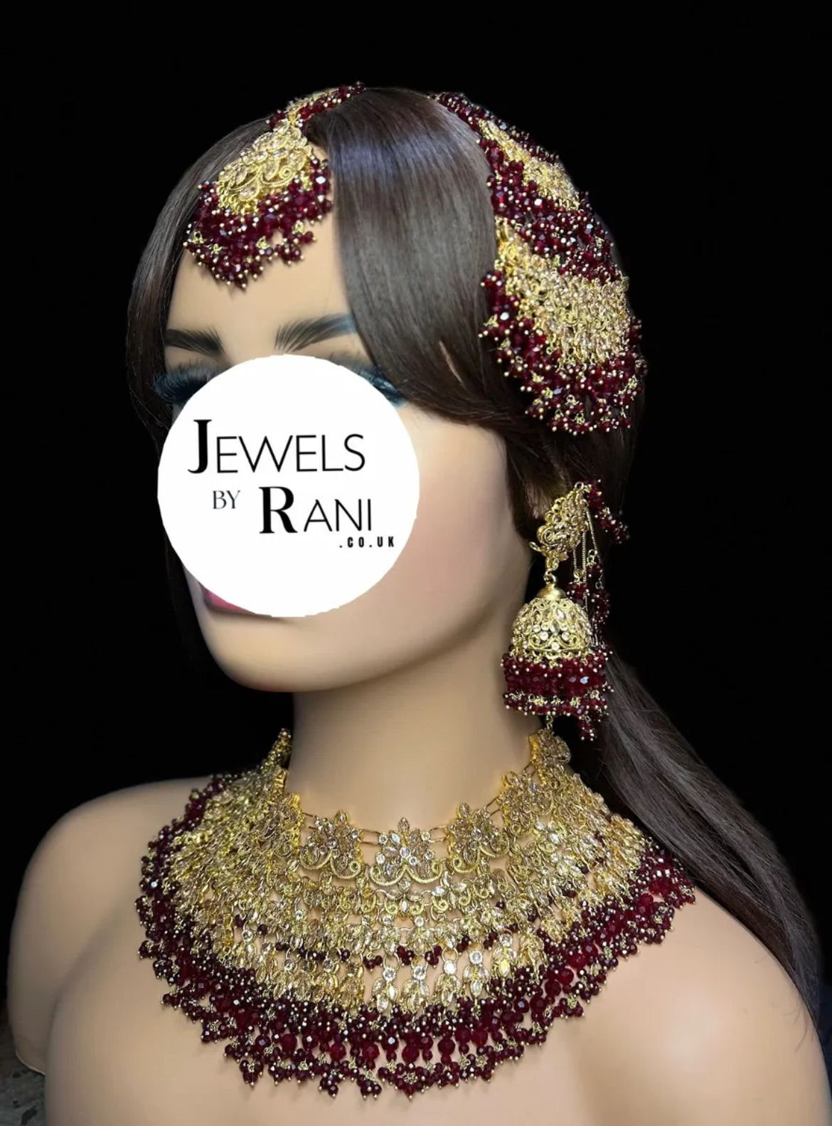 Trending Maroon 24 crt Gold Plated Bridal Jewellery Set - Jewelsbyrani
