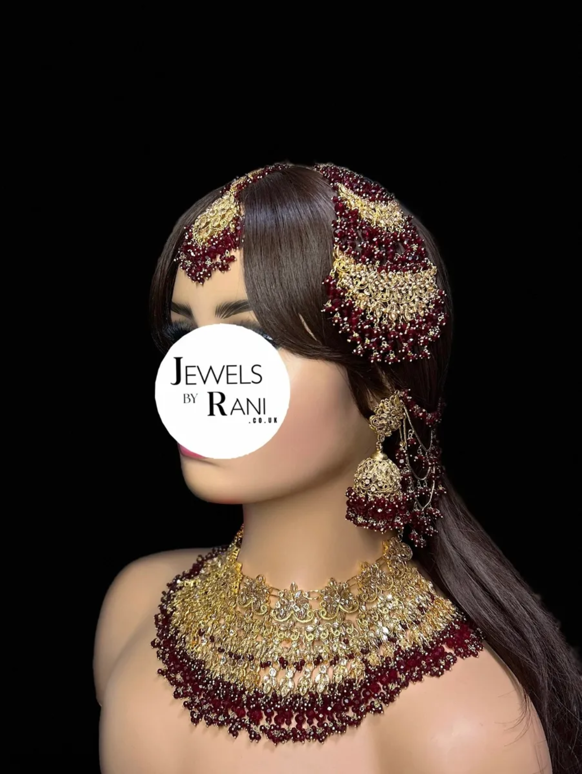 Trending Maroon 24 crt Gold Plated Bridal Jewellery Set - Jewelsbyrani