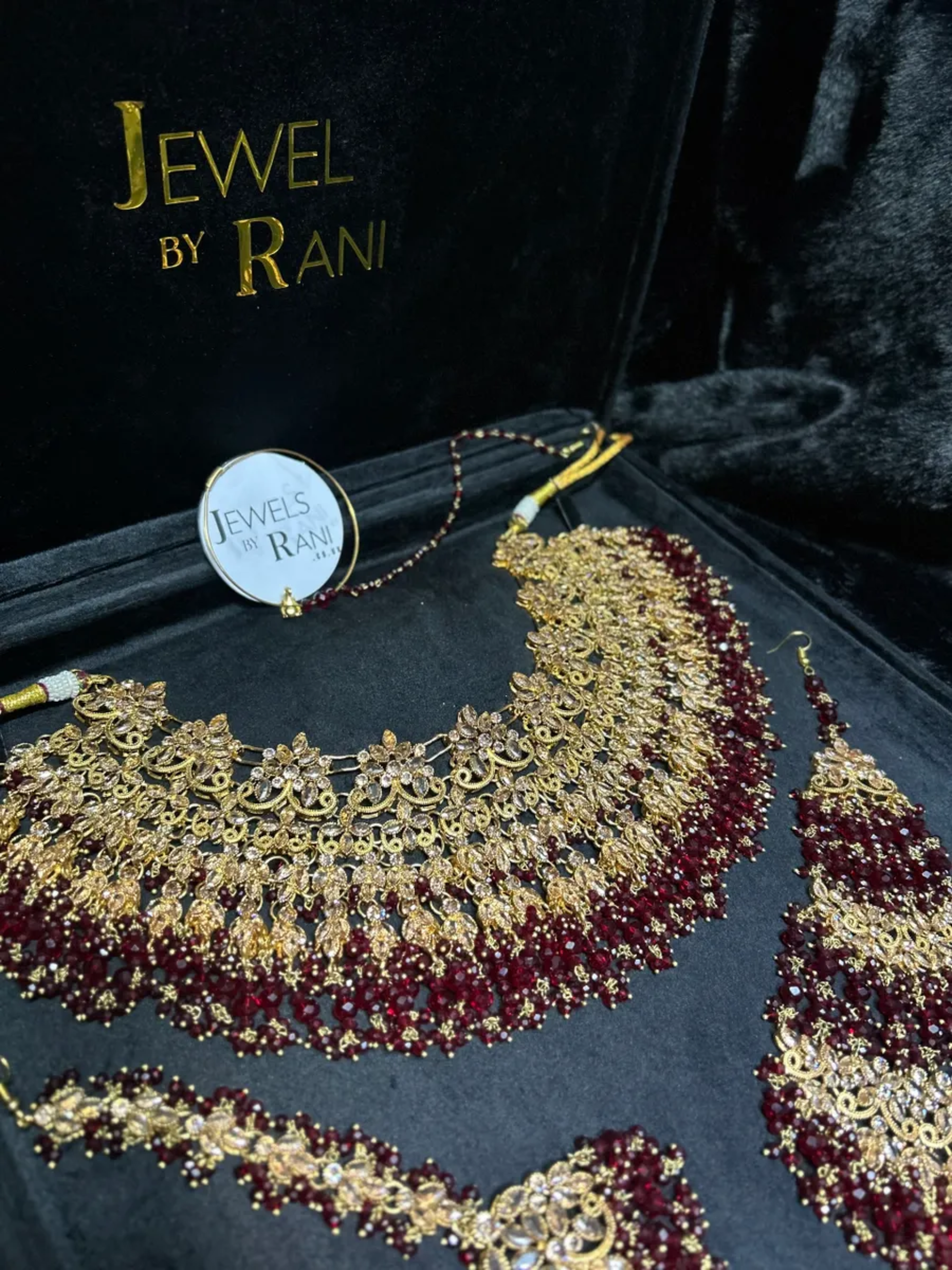 Trending Maroon 24 crt Gold Plated Bridal Jewellery Set - Jewelsbyrani