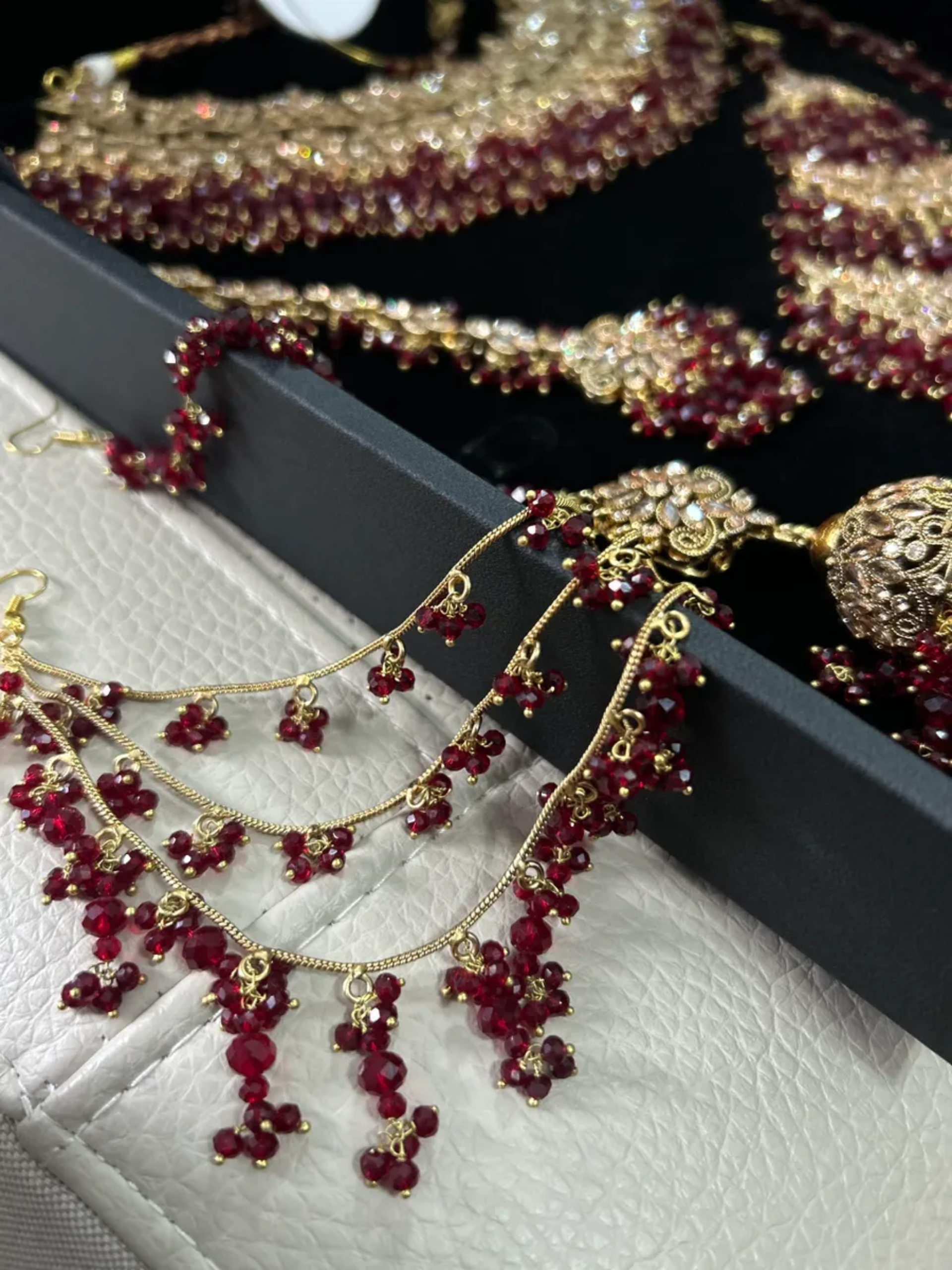 Stunning Pakistani Trending Maroon Full Bridal Jewellery Set/ Style 75 - Jewelsbyrani