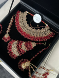 Stunning, Trending Pakistani Deep Red Full Bridal Jewellery Set/ Style 75 - Jewelsbyrani
