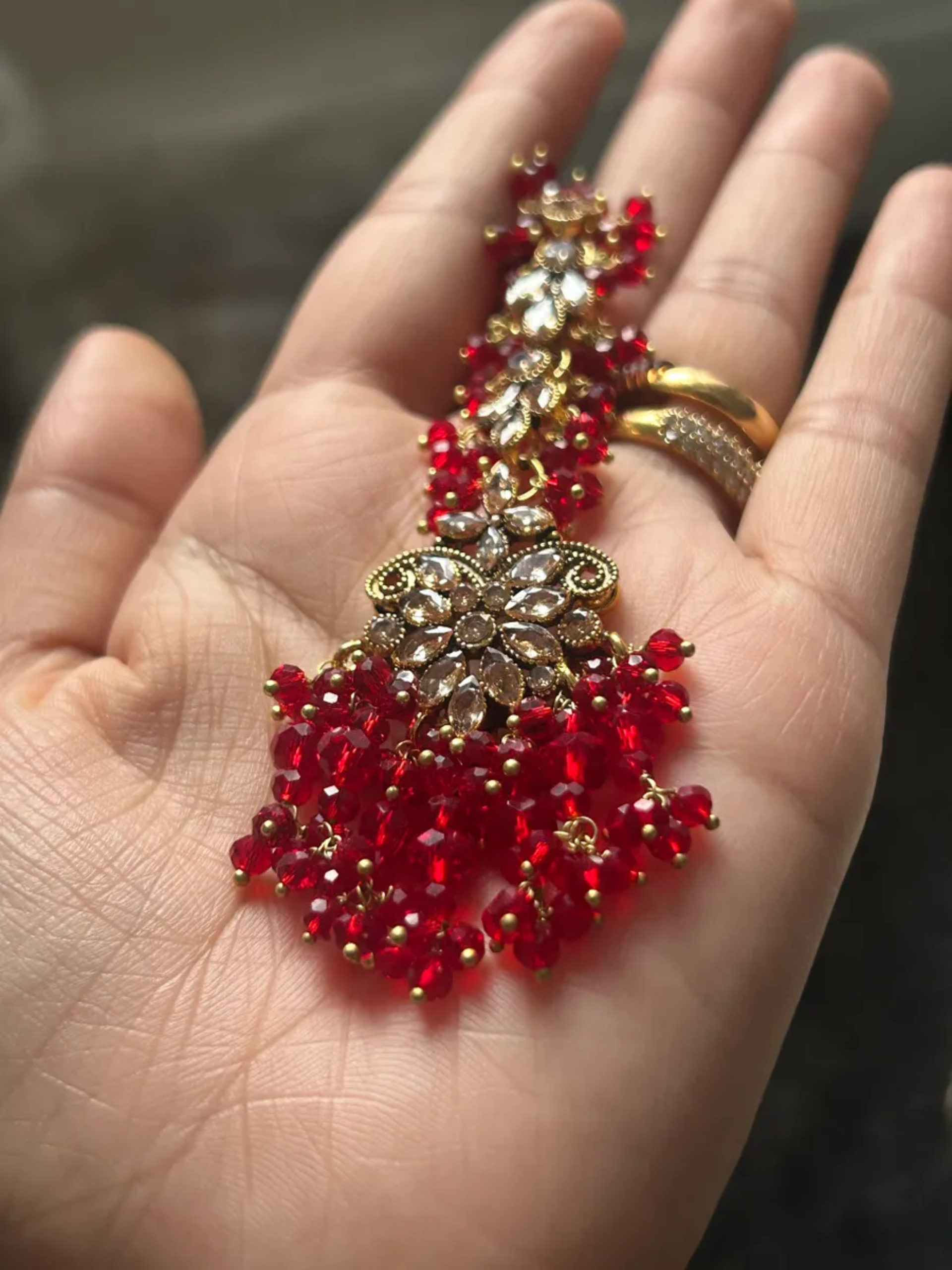 Stunning, Trending Pakistani Deep Red Full Bridal Jewellery Set/ Style 75 - Jewelsbyrani