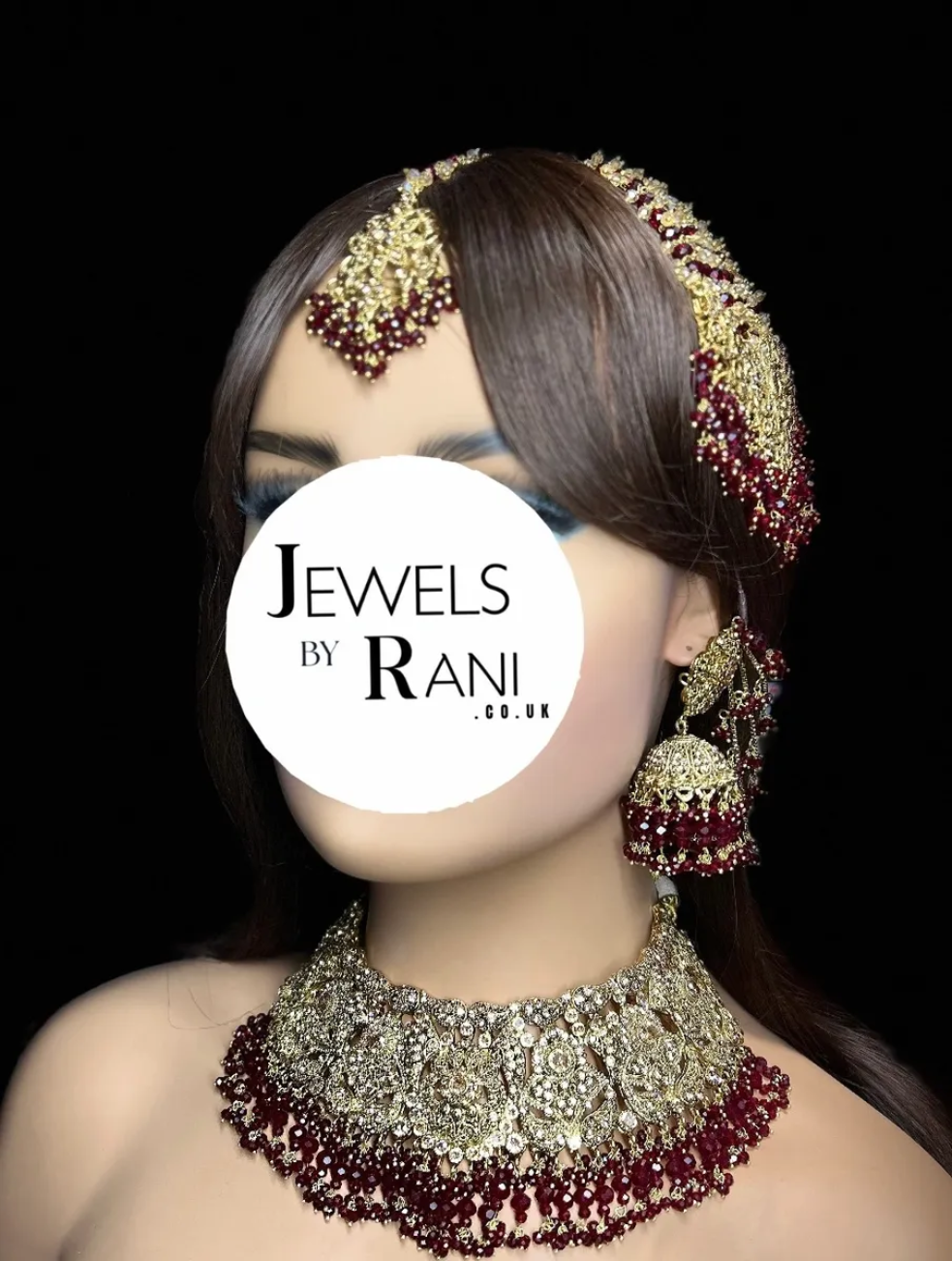 PRE ORDER: 6 Week Making time- Trending Maroon 24 crt Gold Plated Bridal Jewellery Set - Jewelsbyrani