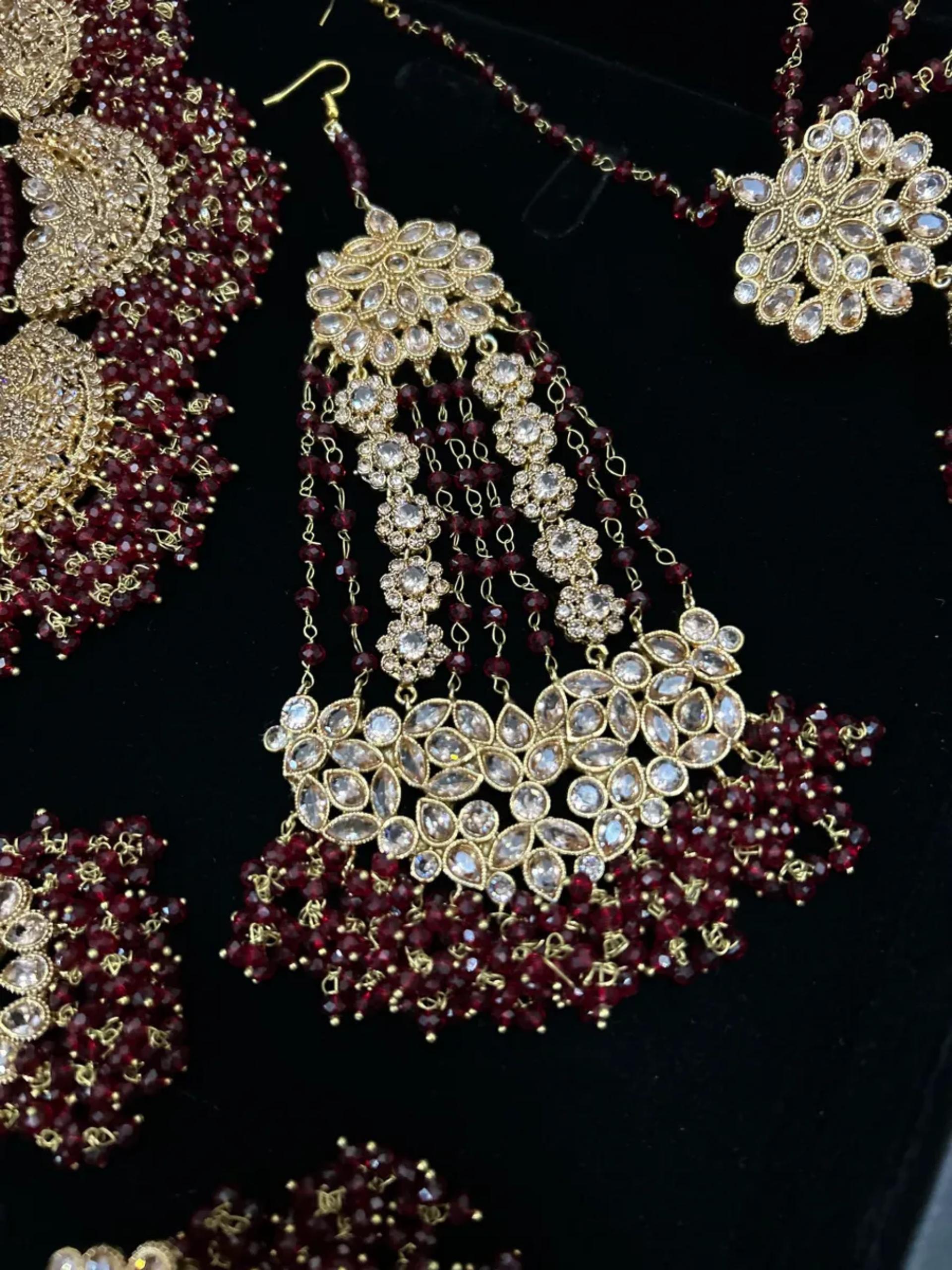 Beautiful Unique Deep Red Bridal Necklace set