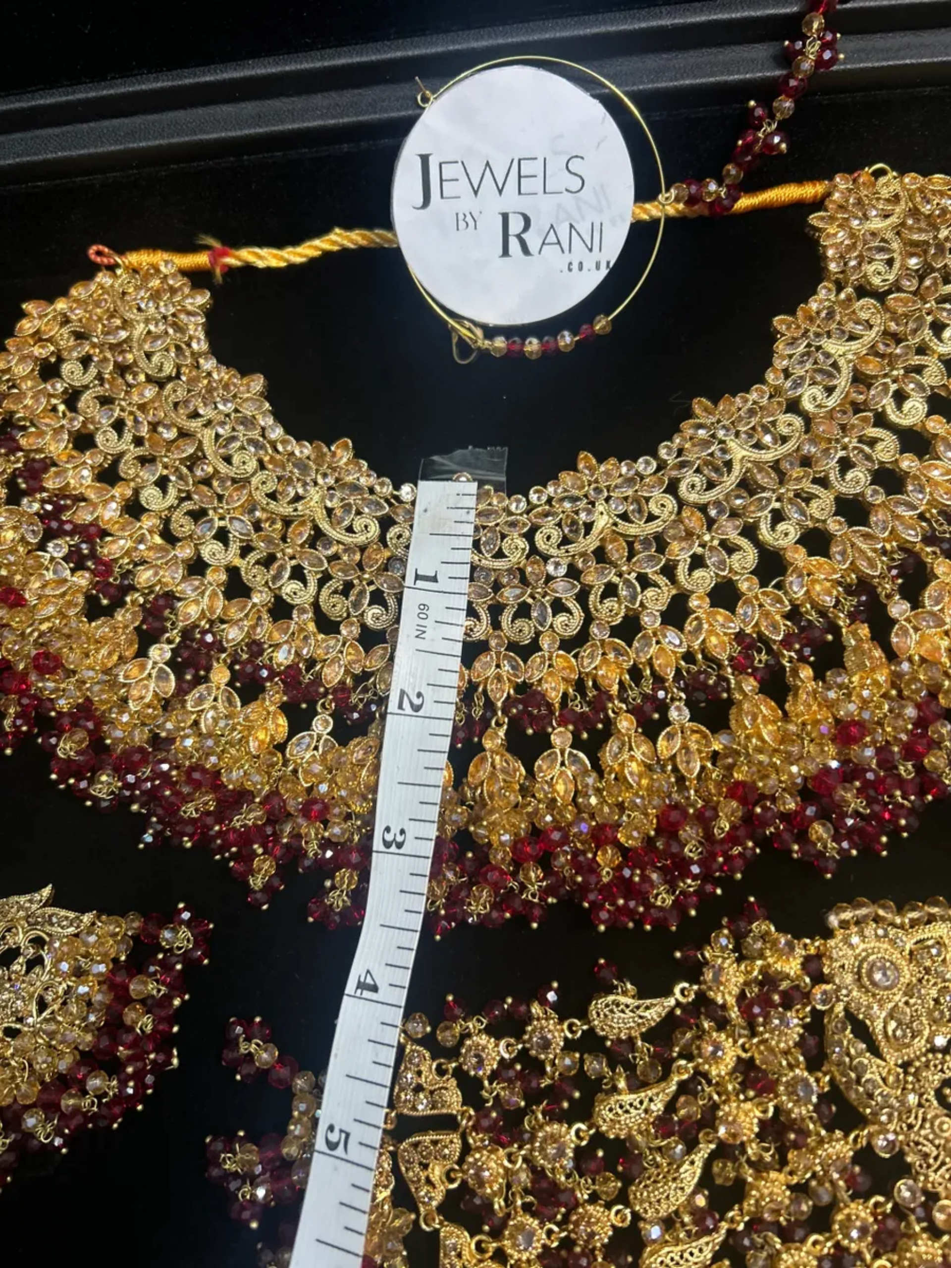 Stunning, Maroon & Gold Pakistani Full Bridal Necklace Set
