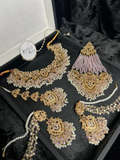 New Beautiful Baby Pink & Gold Pakistani Bridal Jewellery Set - Jewelsbyrani