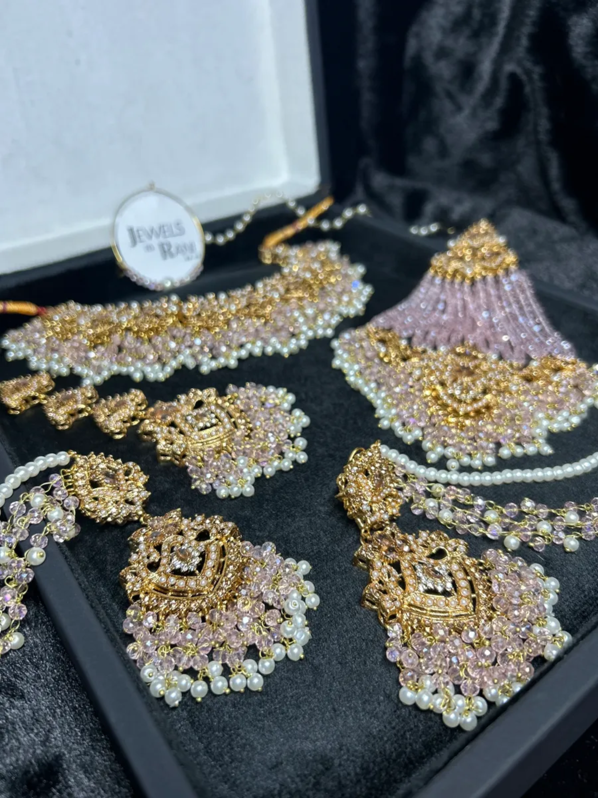 New Beautiful Baby Pink & Gold Pakistani Bridal Jewellery Set - Jewelsbyrani