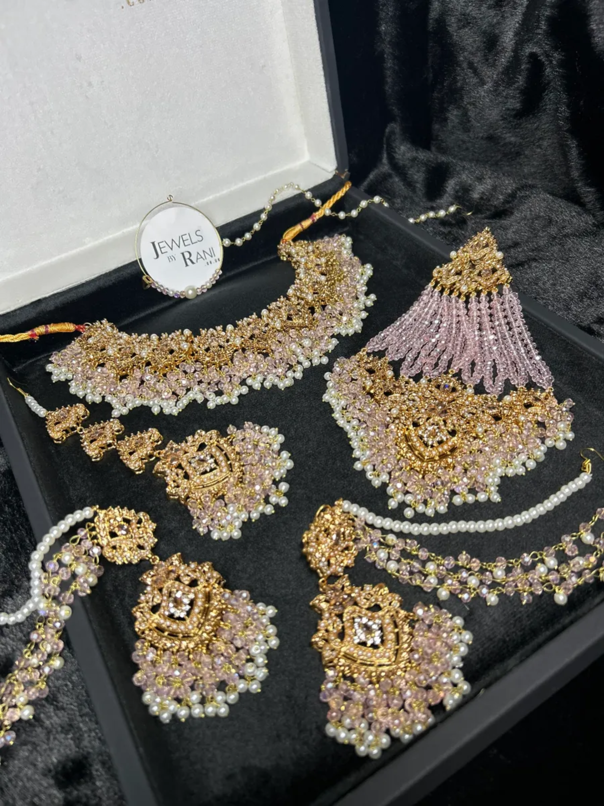 New Beautiful Baby Pink & Gold Pakistani Bridal Jewellery Set - Jewelsbyrani
