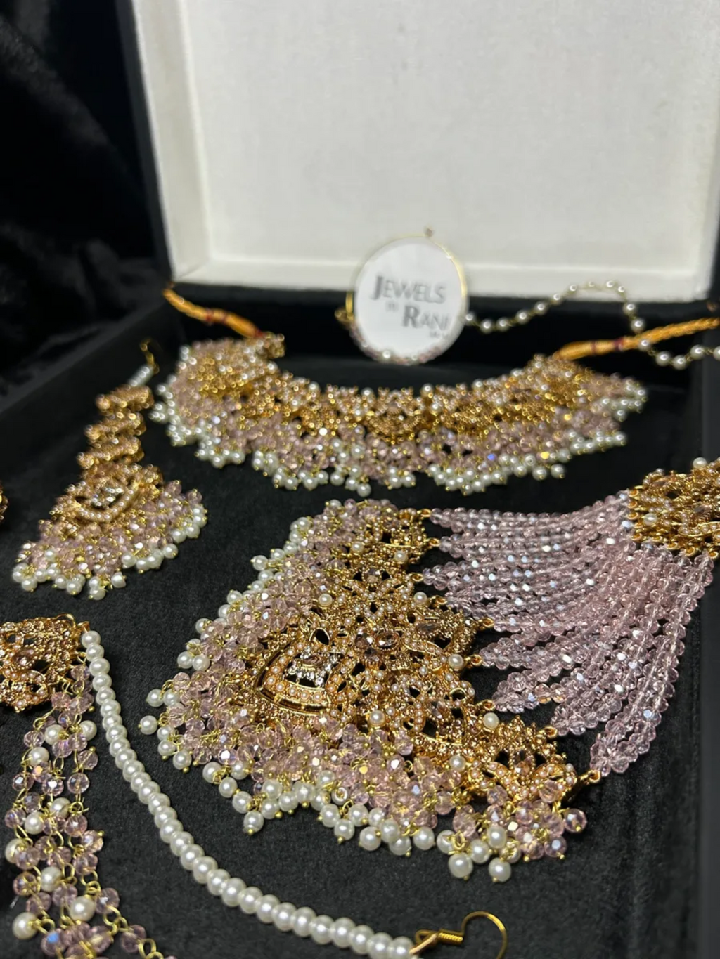 New Beautiful Baby Pink & Gold Pakistani Bridal Jewellery Set - Jewelsbyrani