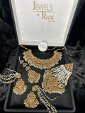 Beautiful Ivory/ Gold & White Heavily Beaded Bridal Jewellery Set - Jewelsbyrani